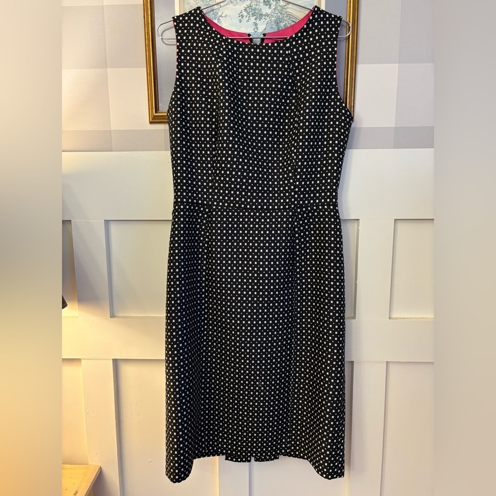 Ross Mayer Chic Black and White Polka Dot Midi Dress Size 8